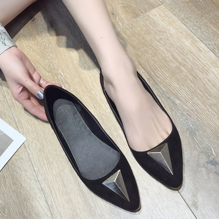 

ãYilirongyummã Black 35 High Heels For Women Ladies Pointed Toe Shallow Flat Casual Loafers Shoes Sandals