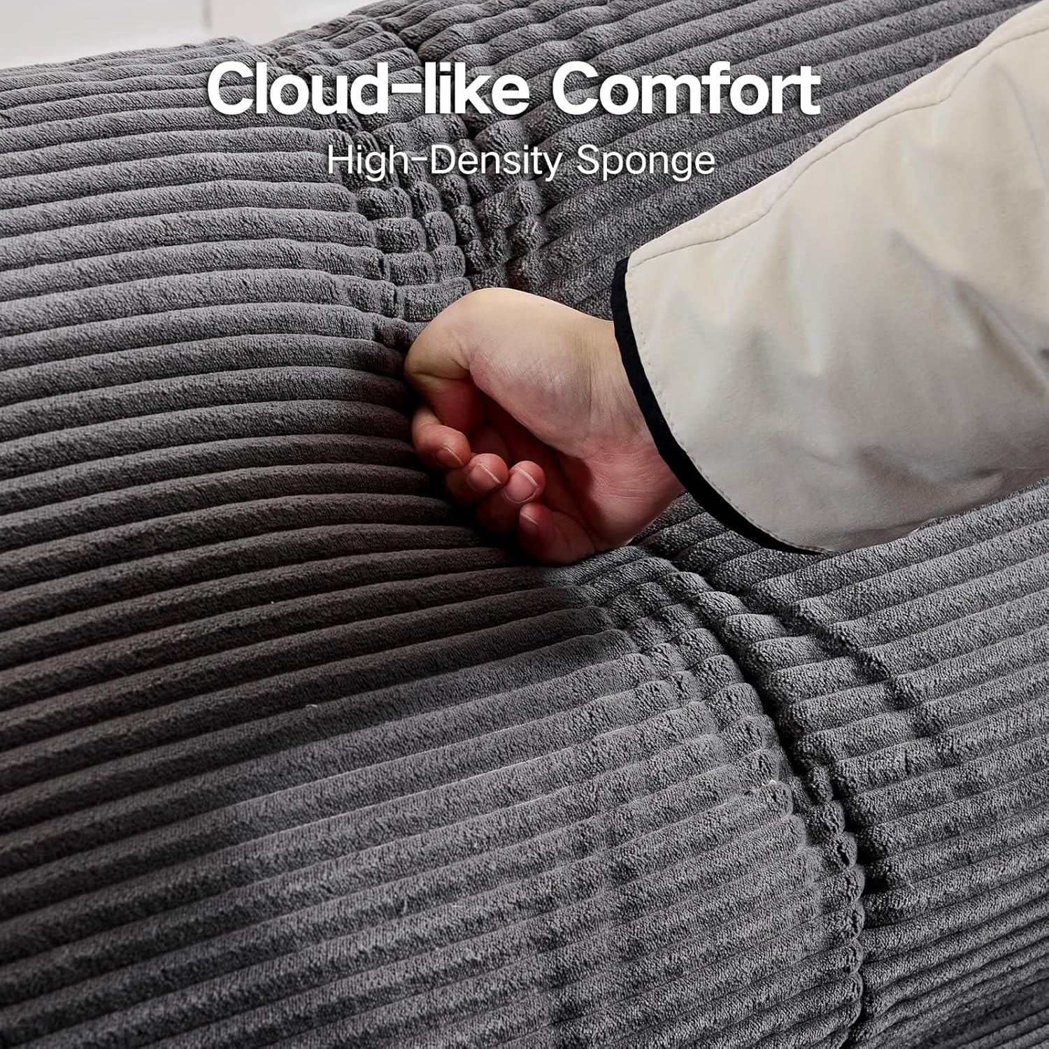 4 Seater Cloud Couch With Ottoman, No Assembly Required Modular Boneless Sofa, Comfy Deep Seat Sectional Sofa for Living Room, Bedroom, Apartment