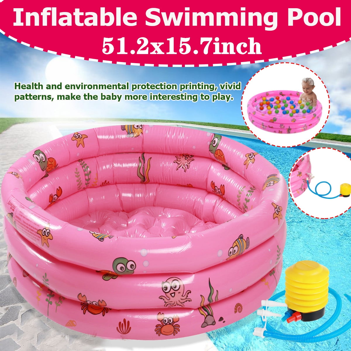 Details about   Round Kids Inflatable Swimming Pool Baby Paddling Pool Pink for Toddlers 