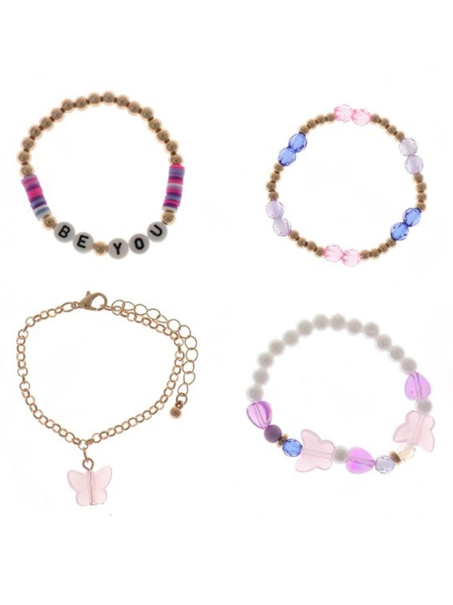 Girls Multi Three Disco Ball Bead Starlet Shimmer Bracelets Set of 5 Girls Multi Three Disco Ball Bead Starlet Shimmer Bracelets Set of 5