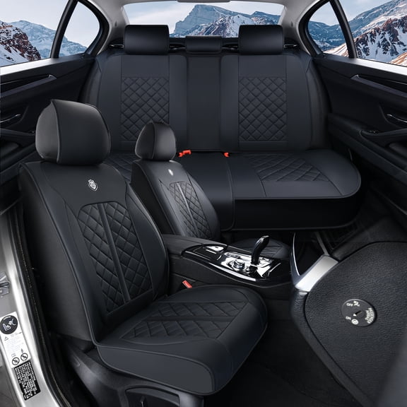 for NISSAN ALTIMA 2016 Car Seat Cover, Black Car Seat Covers, Waterproof Faux Leather 5 Seats Full Set Easy to Clean and Install Protect and Upgrade Seats, Pet Car Seat Covers