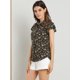 thumbnail image 4 of Blusa Casual De Manga Con Volantes Florales Con Botones Y Cuello En Punta Para Mujer Negro L, 4 of 6