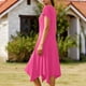 thumbnail image 5 of TaTaai Short Sleeve Flutter Sleeve Dress Women's Solid Color Round Neck Midi Dress Casual Irregular Hem Lightweight Stretchy Wear Gift, 5 of 6