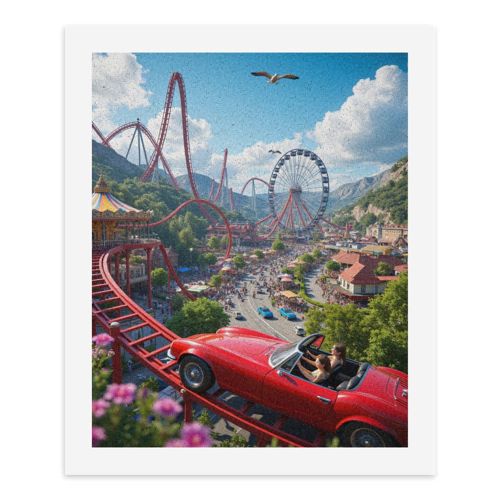 Paint By Numbers Kit for Adults Beginner - DIY Roller Coaster Adventure Scene Canvas Painting Kits for Adults, Frameless Paint By Number for Adults for Home Wall Decor 16x20 Inch