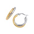 thumbnail image 4 of Jewelstop 14K 2 Tone Gold Triple Hoop Earrings - 5x22mm, 2.8gr., 4 of 8