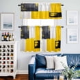 thumbnail image 2 of Abstract Color Stitching Kitchen Curtains Valances and Tiers Set of 3 Yellow Black Graffiti Theme Tier Curtains and Valance with Rod Pocket for Small Windows, 27.5"x36", 2 of 9