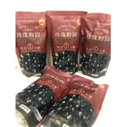 WuFuYuan Black Boba Tapioca Pearls for Bubble Milk Tea; Black Sugar Flavor; Ready in 5 Minutes; 5 Packs x 250g
