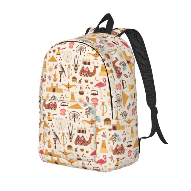 Disketp UAE Travel1 print Canvas Backpack Lightweight Travel Daypack Student Rucksack Laptop Backpack-Small