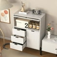 thumbnail image 3 of EXRACING Modern Sideboard Cabinet with 3 Drawers, 1 Solid Door & 1 Glass Door, Storage Buffet for Kitchen, Dining Room, Hallway, 33.46" W, 3 of 9