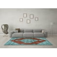 thumbnail image 3 of Ahgly Company Indoor Rectangle Medallion Light Blue Traditional Area Rugs, 7' x 10', 3 of 4