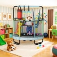 thumbnail image 4 of MIERES 55" Kids Trampoline with Swing & Basketball Hoop, 500lbs Heavy Duty Reinforced Frame, 7-in-1 Indoor/Outdoor Play Center with Safety Net for Toddlers Ages 3-8, Blue Dinosaur, 4 of 9