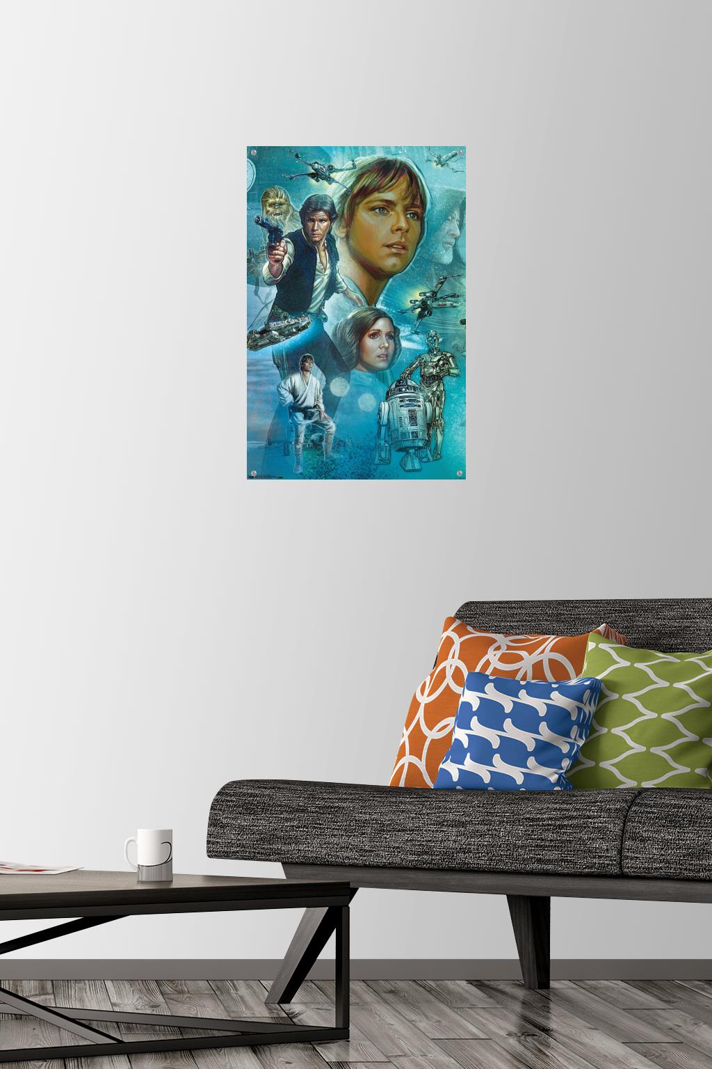 Star Wars: A New Hope - Celebration Mural Wall Poster with Push Pins, 14.725" x 22.375"