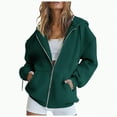 thumbnail image 2 of ORT Womens Zip Up Hoodies Loose fit Sweatshirt Casual Long Sleeve Shirts for Women Pullover Tops With Pocket(Dark Green,M), 2 of 5