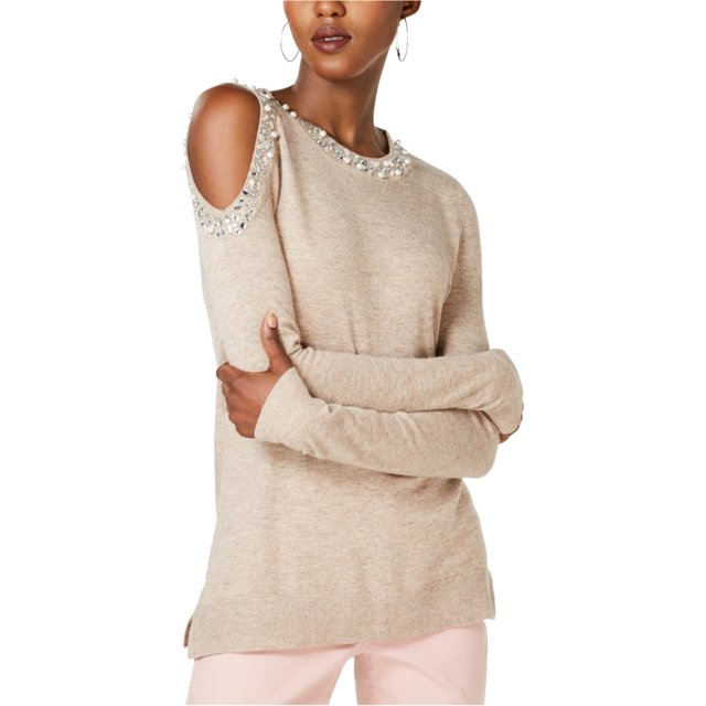 I.N.C chandail-Over Orné pour Femmes, Beige, Très Grand