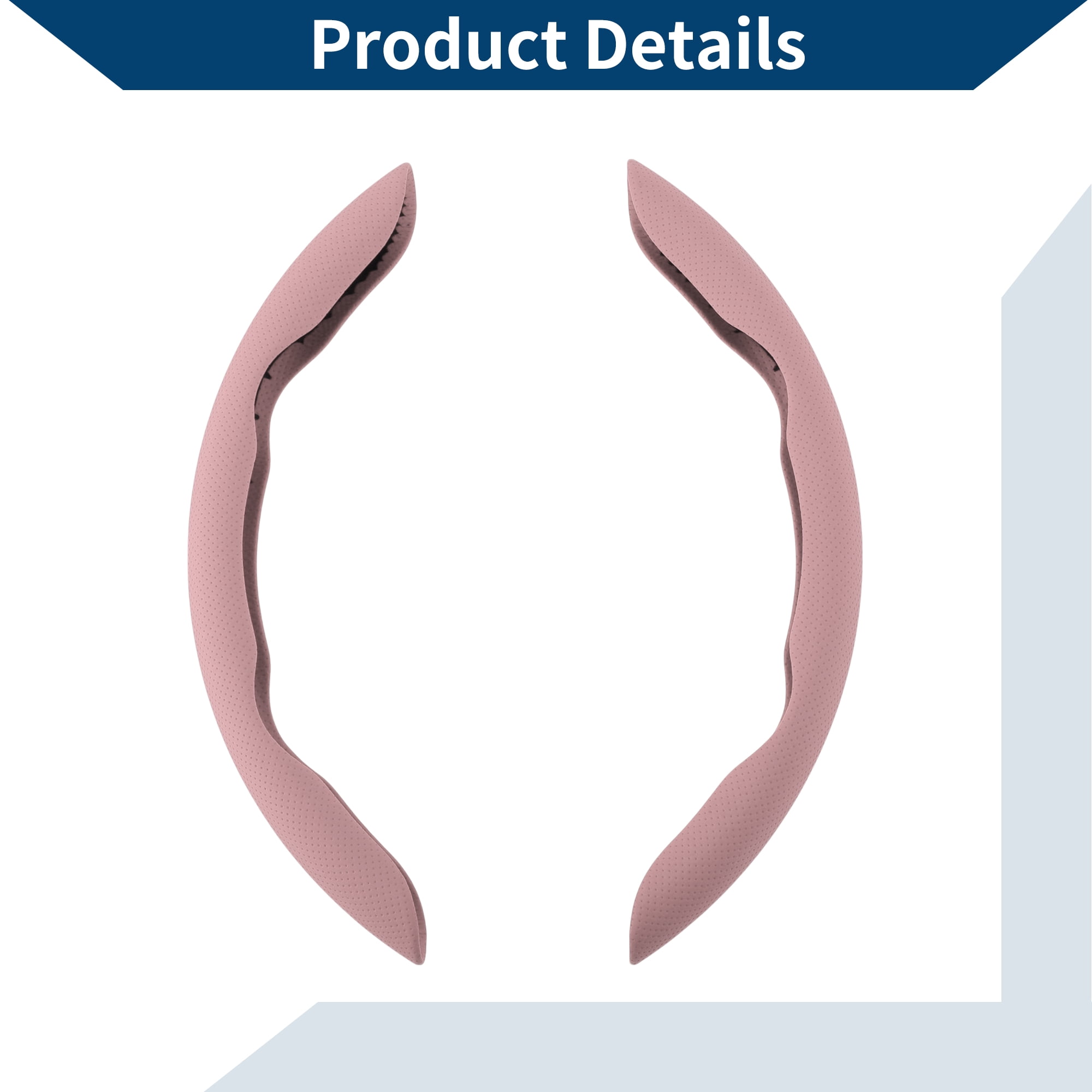 Unique Bargains  PU Steering Wheel Cover Rubber Car Steering Wheel Protector Pink 2 Pcs