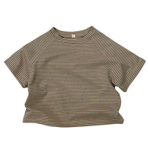 Cethrio Boys Cotton T-shirts Size 5 T, Casual Crew Neck Basic Short Sleeve Kids Summer Tees Tops Khaki Size 5 T