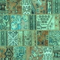 thumbnail image 1 of Ahgly Company Machine Washable Indoor Square Patchwork Turquoise Blue Transitional Area Rugs, 6' Square, 1 of 4