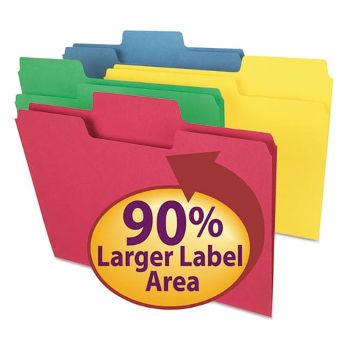 SuperTab Colored File Folders, 1/3-Cut Tabs: Assorted, Letter Size, 0.75