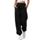 thumbnail image 3 of Pantalones de chándal holgados de cintura alta para mujer Pantalones de chándal con bolsillos Pantalones de salón XBTCLXEBCO T S, Negro, 3 of 4
