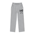 thumbnail image 4 of Cethrio Girls Sweatpants Size 7-8 T, Printed Fleece-lined Open Bottom Elastic Waist Straight-leg Pants Gray, 4 of 6