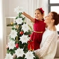 thumbnail image 4 of 15 Pcs Christmas Glitter Flowers Christmas Tree Ornaments Shining Artificial Poinsettia Christmas Flowers Decoration with Clips for Xmas Holiday Wedding Wreath Party Floral Decorations(White), 4 of 5