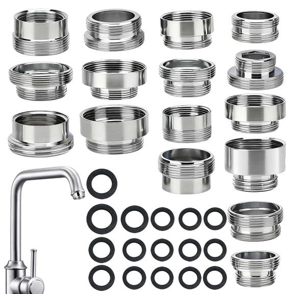 16pcs Faucet Adapter Kit, TSV Kitchen Aerator Male/Female Faucet Adapter to Connect Garden Hose, Standard Hose via Diverter