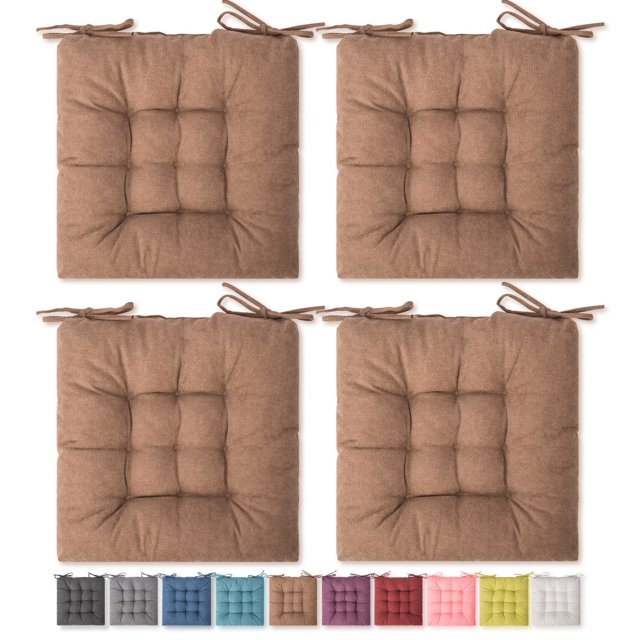 Square Moon Pillow Paquete De 4 Cojines Para Silla Con Relleno De Poliéster De Alta Resiliencia, Resistente A La Decoloración, Comedor Interior Y Exterior, 16 X 16 Pulgadas, Color Chocolate