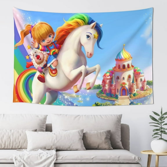 Rainbow Brite Wall Tapestry Poster for Bedroom Aesthetics Room Decor Flag Wall Hanging for Teen Girls Men Dorm Living Room (60''x40'')