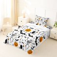 thumbnail image 5 of Homewish Classic Halloween Skeleton Twin Sheets,Bat Pumpkin Pattern Bedding,White Orange Black,3 Pieces,1 Fitted Sheet and 1 Pillowcase, 5 of 6