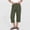 #822-Army Green, variant on Women's Linen Drawstring Pants, Solid Color Wide Leg Cropped Trousers, Breathable Casual Comfort Fit for Daily Wear and Relaxation