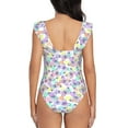 thumbnail image 5 of Goofa Butterflies on Polka Dots Print Women's Ruffled One Piece Swimsuit V Neck, 5 of 7