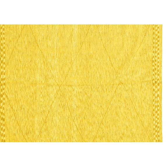 Ahgly Company Machine Washable Indoor Rectangle Solid Yellow Modern Area Rugs, 4' x 6'