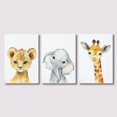 thumbnail image 3 of Juego de 3 pósteres de decoración de guardería de safari, impresiones artísticas de pared de animales de la jungla, impresiones de animales para bebés, decoración de dormitorio infantil, 3 of 5