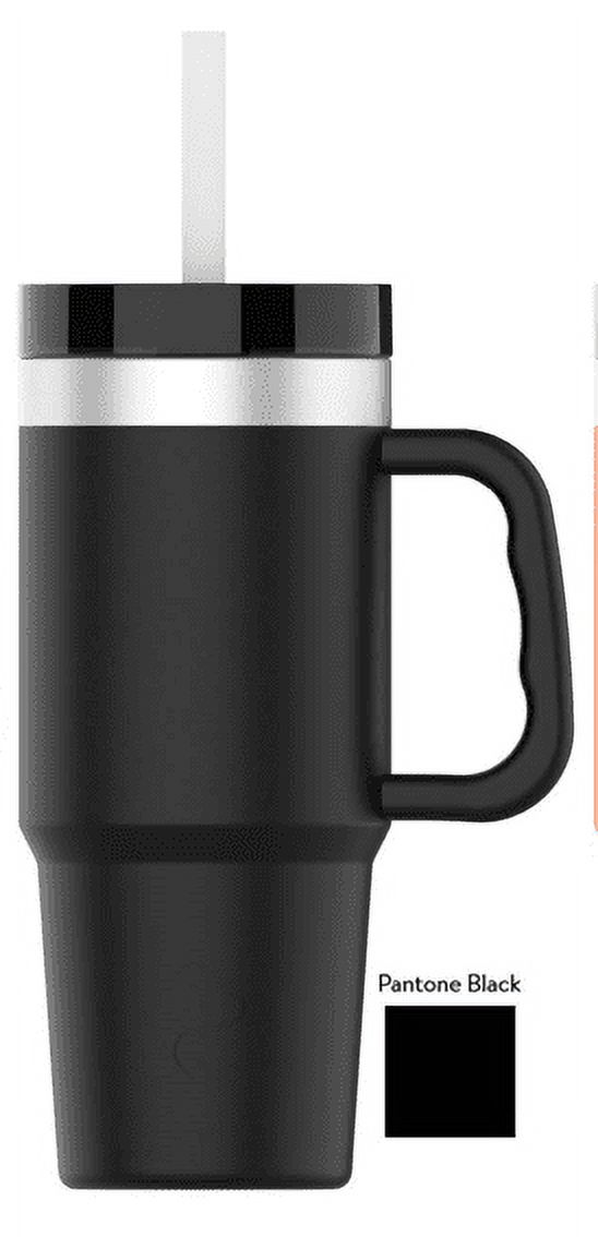 Termo de acero inoxidable aislado de 18 oz con asa, negro intenso 5