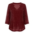 thumbnail image 3 of Kiijoy Blouse for Girls Sparkling Mesh Petal Sleeve V Neck Shirt Casual Solid Top, Sizes 3-14, 3 of 3