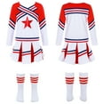 thumbnail image 1 of Hansber Costume de Cheerleading pour Filles, Déguisement Musical, Uniforme de Chef de Cheerleading avec Pompons, Tenues Complètes, Costume Rouge 140, 1 of 7