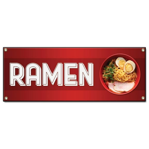Ramen | 36" X 96" Banner | Heavy Duty 13oz. Outdoor Vinyl Single Sided With Grommets | Made in The USA