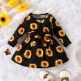 thumbnail image 2 of Mercatoo Toddler Kids Baby Girls Casual Long Sleeve Round Neck Sunflower Print Dress P𝐚rty Dress Clothes Sweater for Girl, 2 of 7