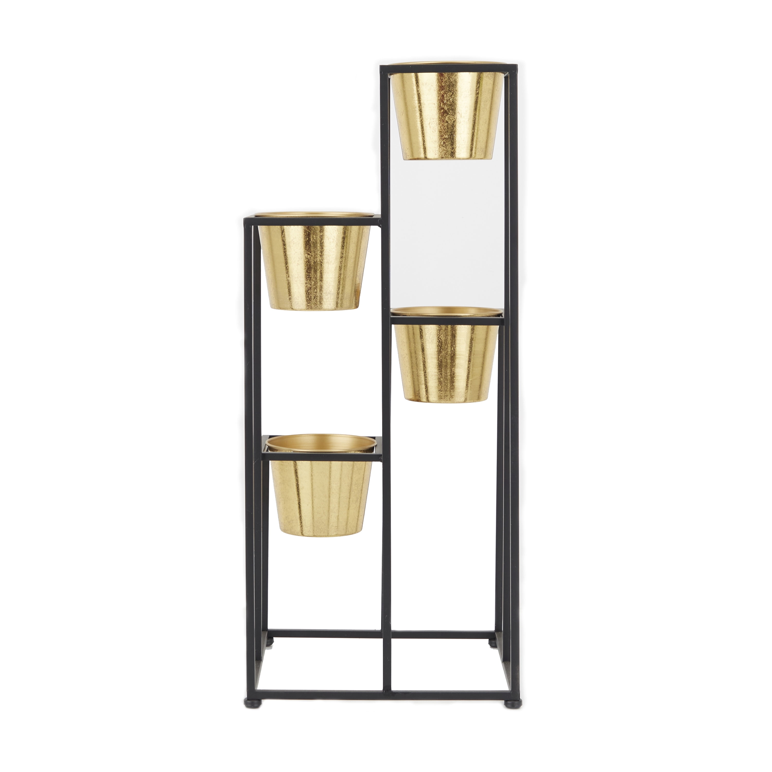 CosmoLiving by Cosmopolitan 13" x 30" 4 Tier Black Metal Planter with Black Removable Stand