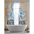 thumbnail image 5 of Summer Blue Sea Octopus Sheer Curtains 108 Inch Long 2 Panels, Nautical Vintage Ocean Wave Compass Linen Light Filtering Rod Pocket Curtains, Sheer Voile Drapes for Living Room Bedroom, 52"x108", 5 of 8