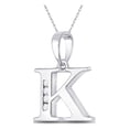 thumbnail image 2 of 10kt White Gold Womens Round Diamond K Initial Letter Pendant 1/20 Cttw, 2 of 2