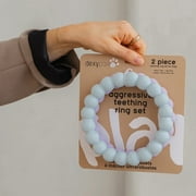 Dexypaws: Super Chew Rings - Lilac & Sky Blue - 2pc Dog Teething Toys, Aggressive Chewers, Fetch & Tug, Textured Circles, Durable Rubber, Pet Play
