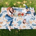 thumbnail image 6 of Extra Large Picnic Beach Blanket Waterproof Sand Proof Portable Outdoor Mat Fish Whale Seaweed Starfish 60x80, 6 of 9