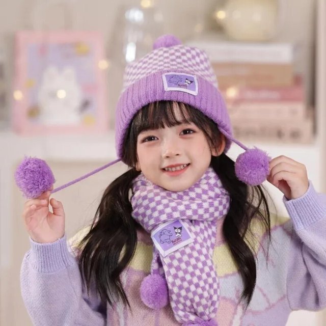 Gorro de lana Kawaii Sanrio My Melody Kuromi Cinnamoroll Pompompurin para niños, gorro cálido de invierno para niñas, nueva moda LIUWENJING unisex
