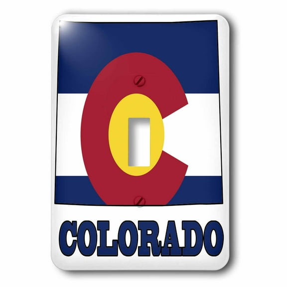 3dRose, Colorado state flag in the outline map and letters of Colorado, single toggle switch