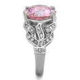 thumbnail image 3 of Silver Womens Ring Rose Pink Anillo Para Mujer Stainless Steel Ring with AAA Grade CZ Rosa, 3 of 4