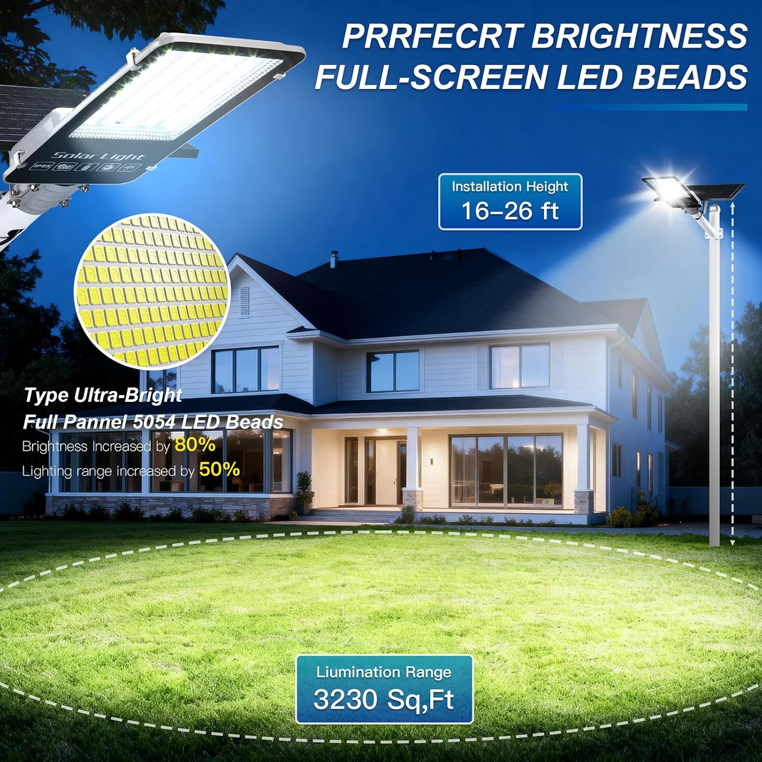 2 Pack 12000W Solar Street Lights Outdoor,6500K Solar Parking Lot Light Commercial Dusk to Dawn, Heavy Duty Split Type Solar Lights Outdoor Waterproof IP66 Remote Control, Street Light for Yard