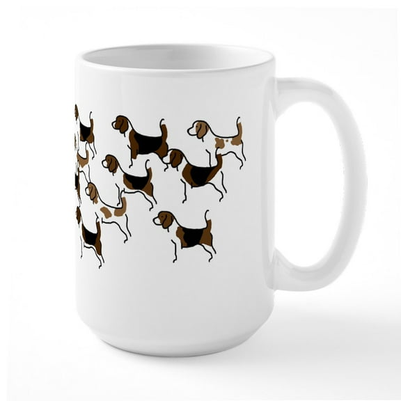CafePress - Group O' Beagles Large Mug - 15 oz Ceramic Large White Novelty Mug