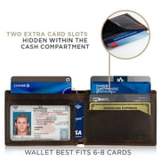 Serman Brands Mens Slim Bifold Wallet | RFID Blocking Minimalist | Front Pocket | Full Grain Leather Wallets for Men | Thin & Stylish | Texas Brown