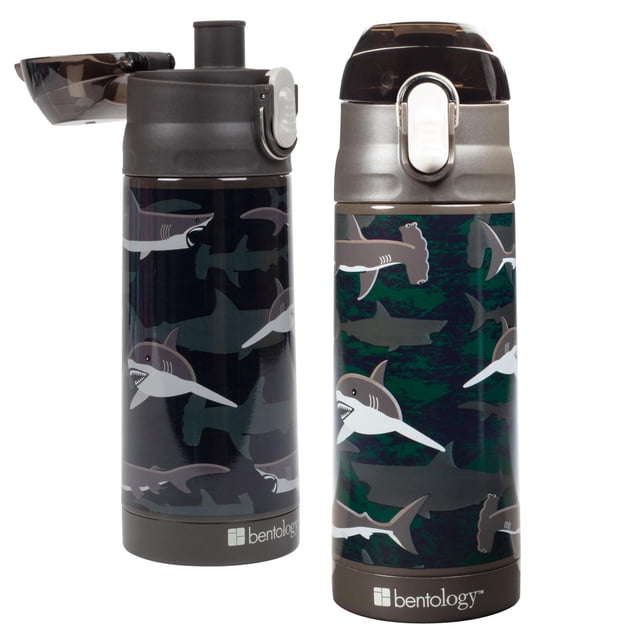 Botella de Agua Reutilizable Bentology Tiburón de Acero Inoxidable Doble Pared para Niños